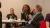 An audience member asking a question to the student panel