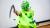 Finalist Khalid Akram dressed in a green monster costume