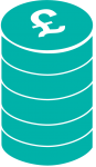 coins icon in turquoise