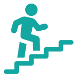 Figure walking up stairs