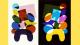 Westminster Christmas cards, colourful shapes on Photogram print