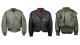 A selection of MA-1 jackets from Rolen Sportswear, Junior Gaultier and Vivienne Westwood.