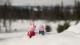 Peppa pig sitting in snow