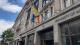 University of Westminster building with pride flag hanging