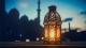A lit lantern 