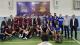 Westminster Dragons men's basketball team with WIUT basketball team, pictured after the match at WIUT's basketball court