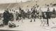 A black and white picture of an old boxing match