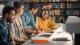 Group of students studying in the library