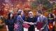 Katalin Illes shaking hands with a Hanoi University staff member to mark the signing of the exchange agreement