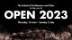 Text saying The School of Architecture and Cities invites you to OPEN 2023.