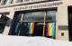 Rainbow flags hanging up at Regent Street campus