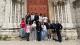 Students standing outside the monastery in Lisbon.
