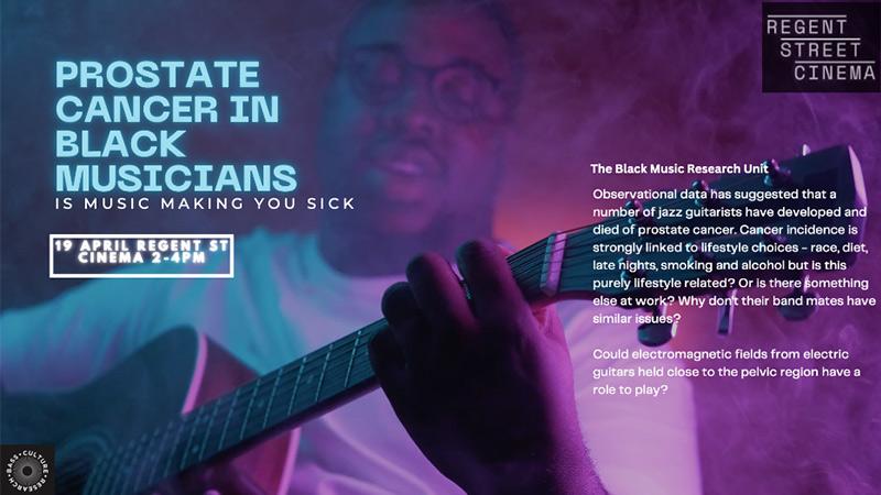 BMRU prostate cancer poster with man playing guitar