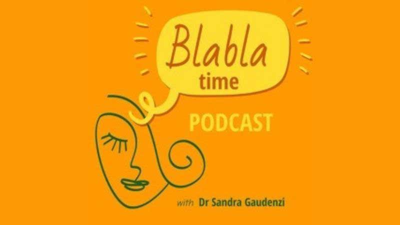 Smiling face with bubble speech saying blabla