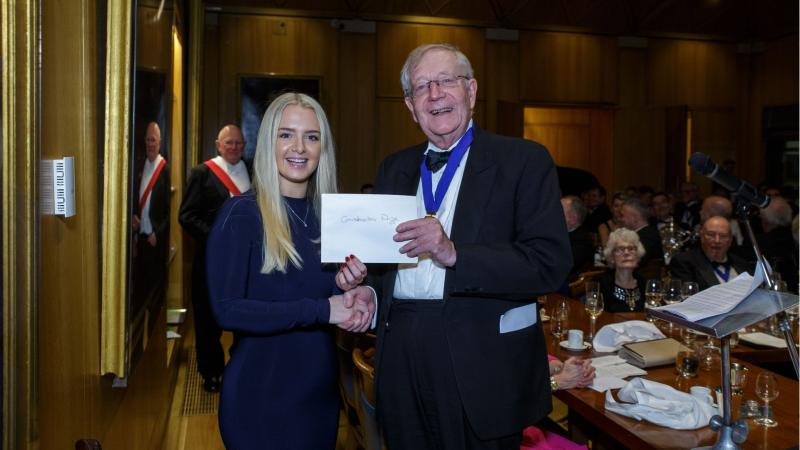 Mariella Springford pictured receiving award from Arthur Seymour