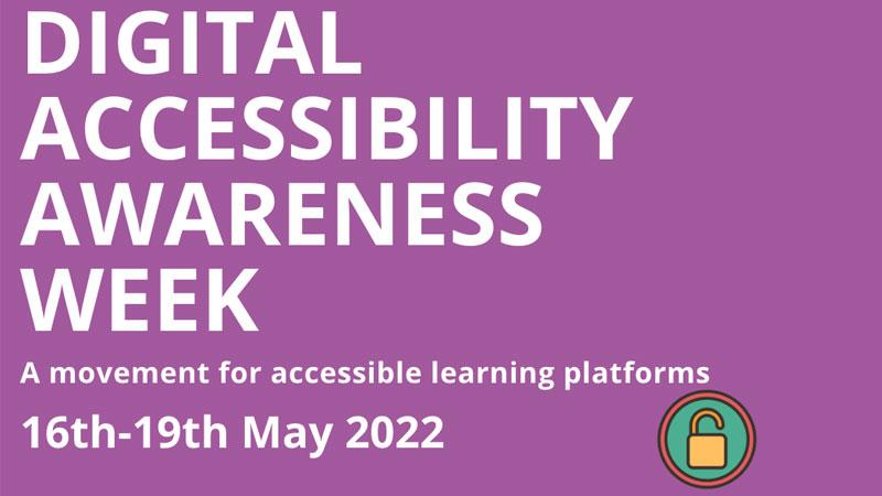 text reading Digital Accessibility Awareness Week on pink background