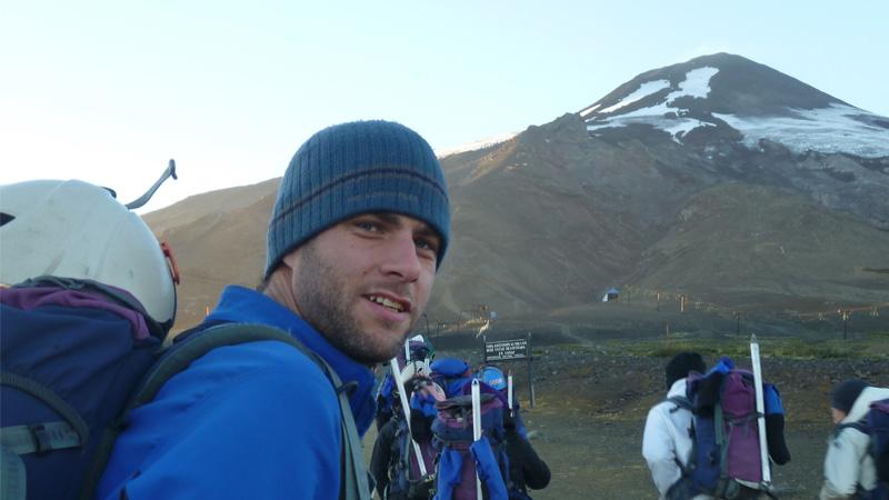 Doug Specht in front of a mountain in Chile