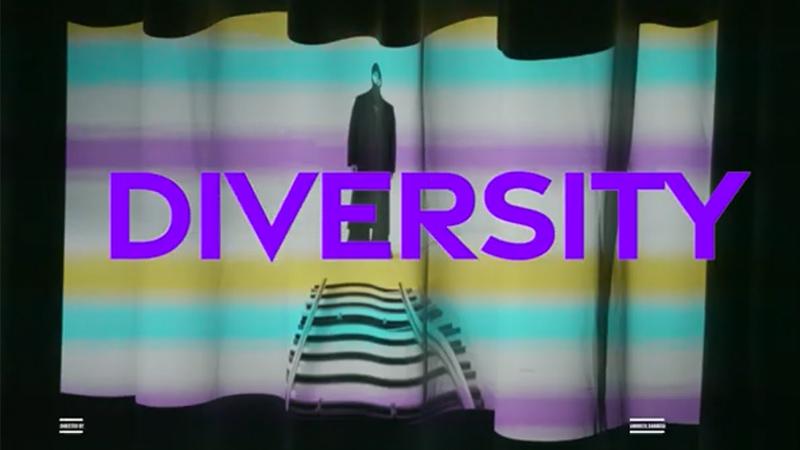'Fashion Needs Colour' short film colourful opening image with title 'Diversity'
