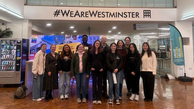 Group photo of Purdue University visit to Westminster in 2026 posing on Cavendish Campus
