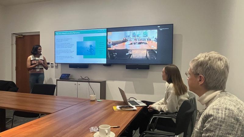 Dame Judith Petts watching a presentation at the annual Geoffrey Petts Memorial Fund roundtable event.