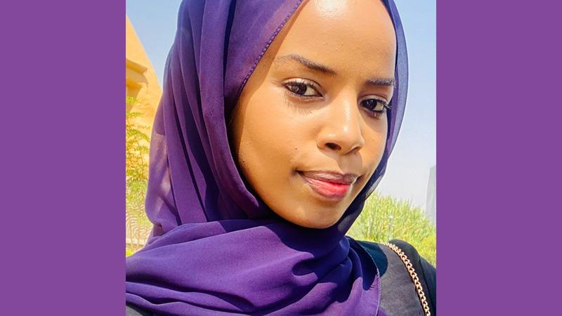Dr Juweria Ali. The image is bordered by purple stripes.