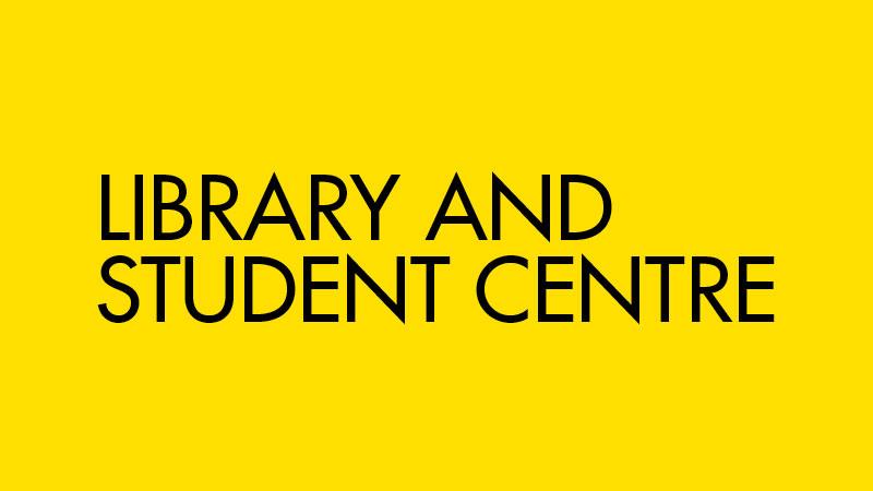 Library and Student Centre logo in yellow background