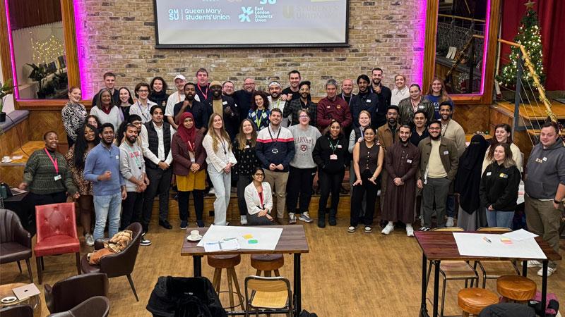 Group photo of all participants in the London Student Partnership events at the Hideaway.