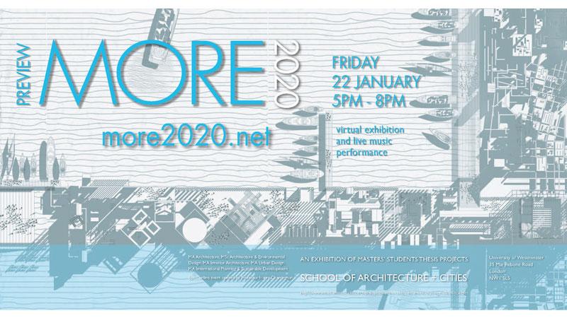 Event poster for the MORE 2020 virtual exhibition