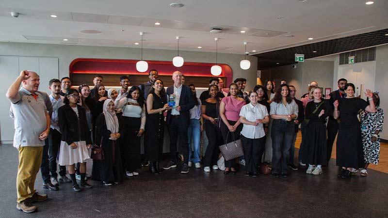Microsoft UK University Cloud Challenge winners event group photo