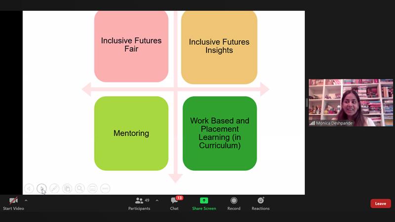 Screenshot of Monica Deshpande presenting at Milkround webinar