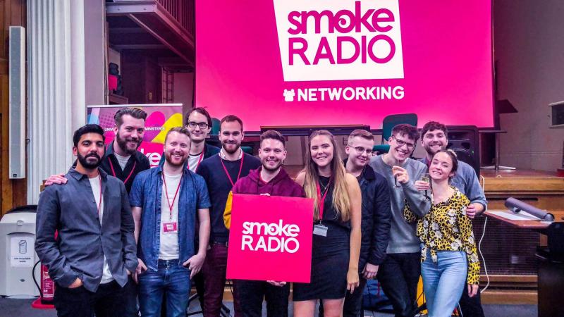 Students at a Smoke Radio networking event