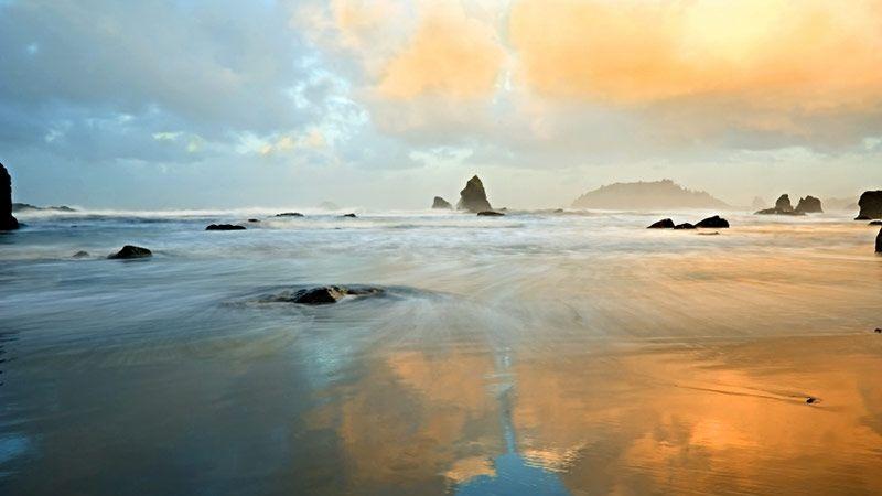 Reflections on a beach
