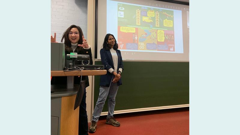 Sarali and Thi presenting at the London Student Sustainability Conference