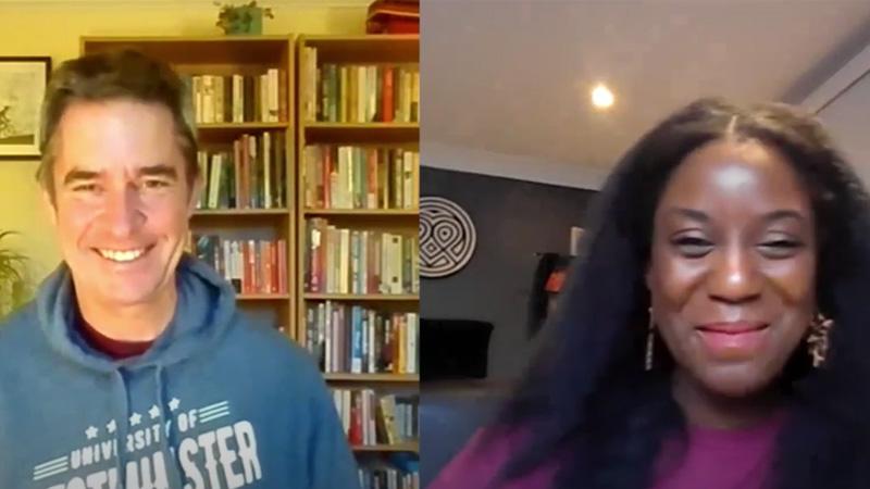 Screenshot of Yewande Akinola and Peter Bonfield virtual call