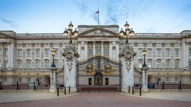 The front of Buckingham Palace