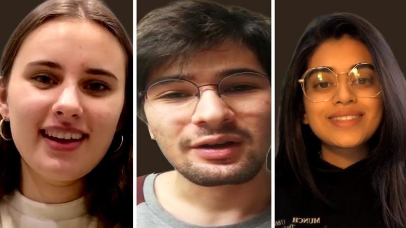 Three separate head shots of student callers