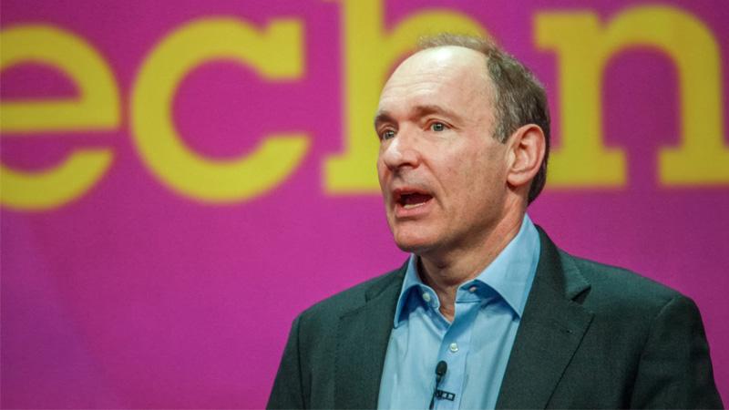Tim Berners-Lee giving address at conference