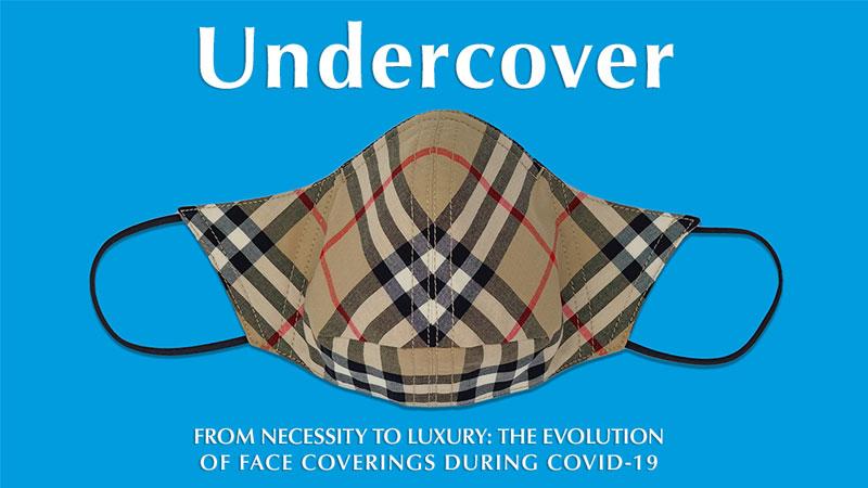 Undercover headline with face mask on blue background