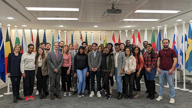 Westminster colleagues and students at the EU's delegation to the UK with Pedro Serrano