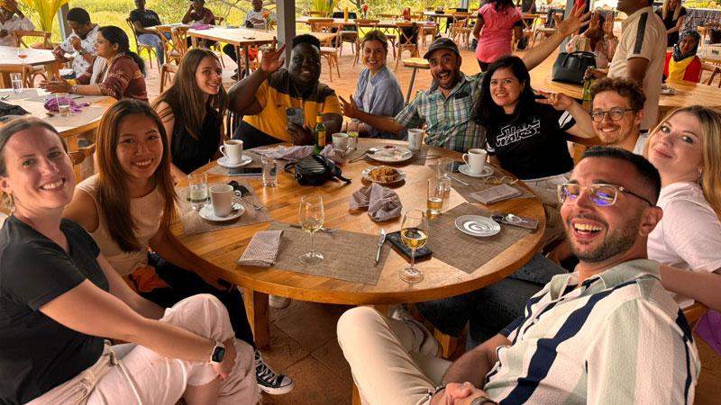 Group photo of Westminster student and UN internship colleagues on day out 