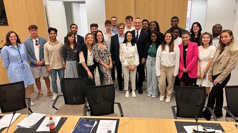 Westminster students with NATO Secretary General, Jens Stoltenberg, at NATO Headquarters