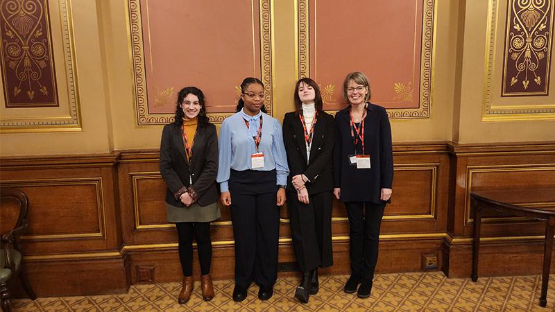 Westminster students pictured in the hall of the Foreign Commonwealth and Development Office during Model NATO