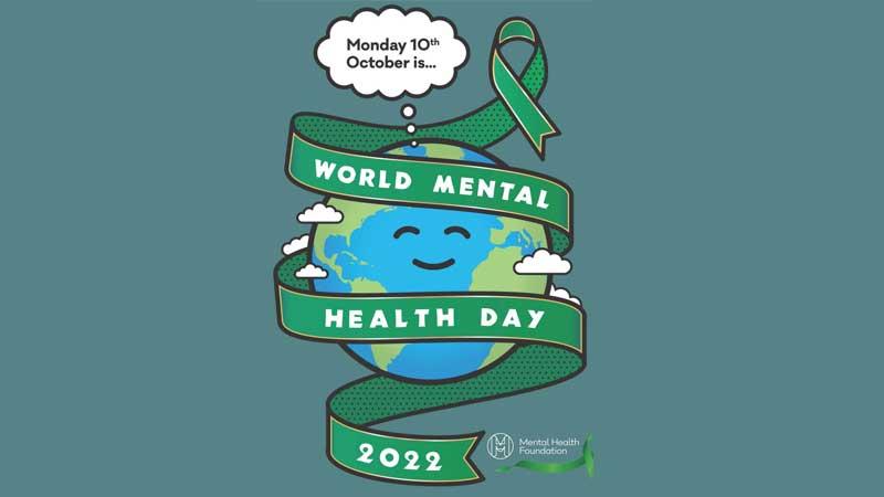 Globe with World Mental Health Day phrase