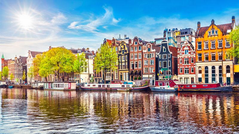 Landscape shot of Amsterdam Canal