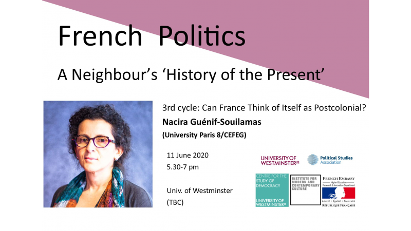 Seminar series “French Politics: A Neighbour’s ‘History of the Present’” invites Nacira Guénif-Souilamas