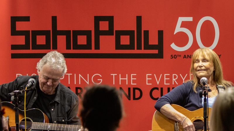 Brian Willoughby and Cathryn Craig singing at Soho Poly event