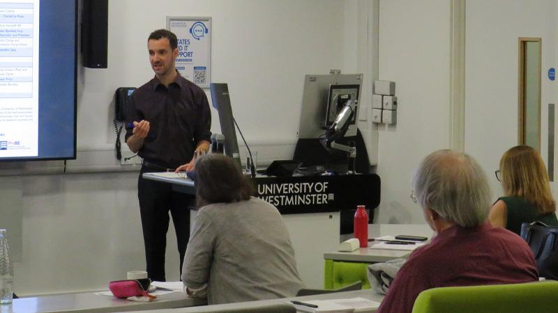 Chris Hinchliff MP presenting to the audience