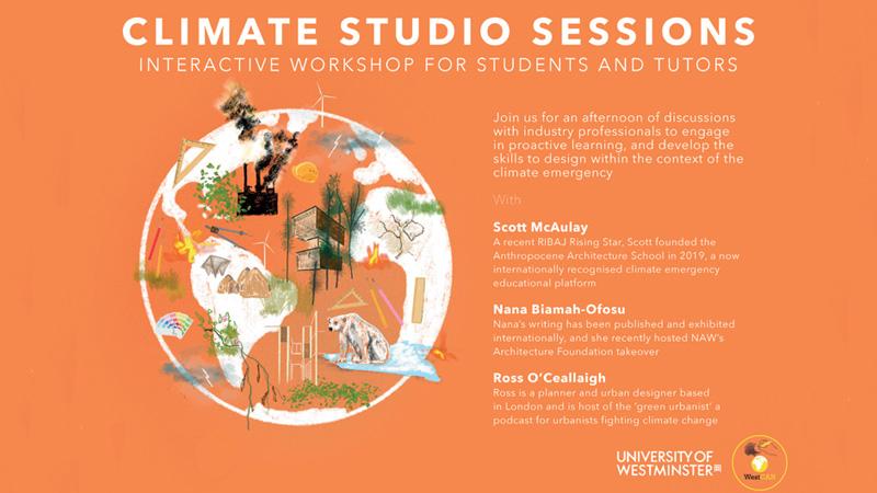 Promotional poster for the Climate Studio Sessions event series