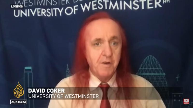 Screenshot of David Coker on Al Jazeera.
