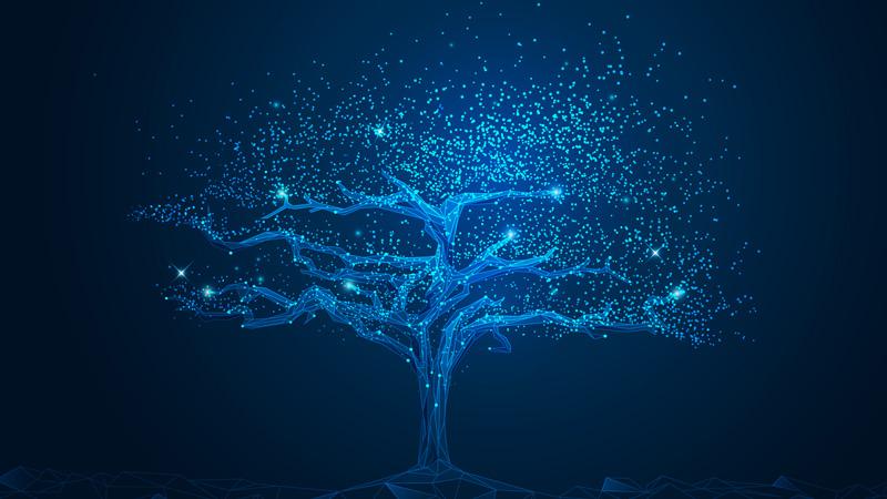 Digital concept of cell network in the shape of a tree